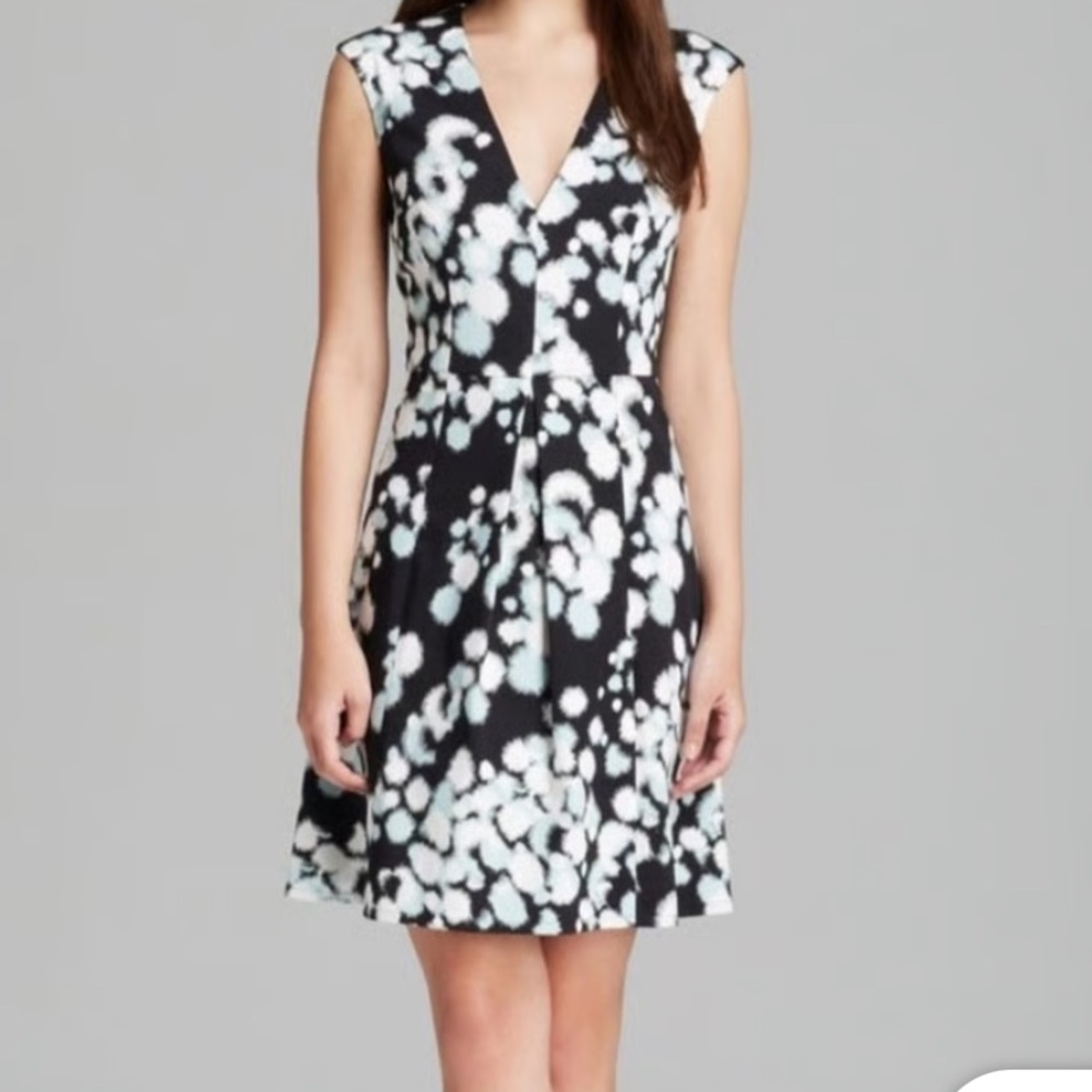 French Connection Black and White Ruched A-line Dress